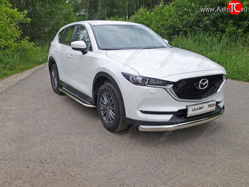 23 899 р. Защита переднего бампера нижняя овальная 75*42 мм ТСС Тюнинг Mazda CX-5 KF (2016-2025) (нержавейка)  с доставкой в г. Майкоп