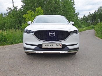 Защита передняя нижняя овальная с ДХО 75х42 мм ТСС Тюнинг Mazda CX-5  KF (2016-2025) (нержавейка)