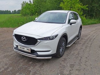 Защита переднего бампера нижняя двойная 60,3*42,4 мм ТСС Тюнинг Mazda CX-5  KF (2016-2025) (нержавейка)