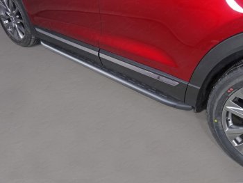 Пороги алюминиевые с пластиковой накладкой ТСС Тюнинг Mazda CX-9  TC (2015-2025) дорестайлинг (карбон черные)