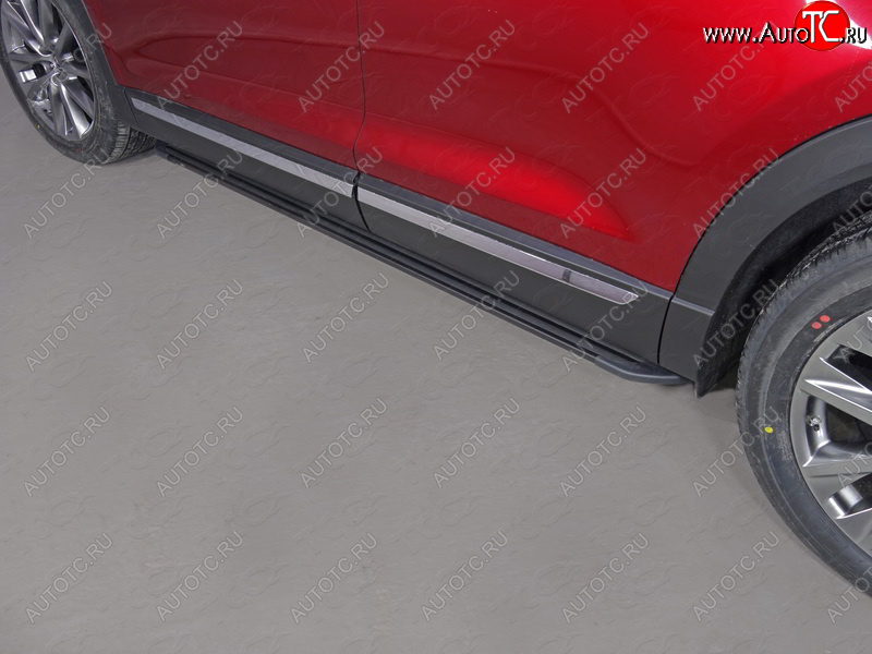 21 999 р. Пороги алюминиевые Slim Line ТСС Тюнинг  Mazda CX-9  TC (2015-2025) дорестайлинг (Black)  с доставкой в г. Майкоп