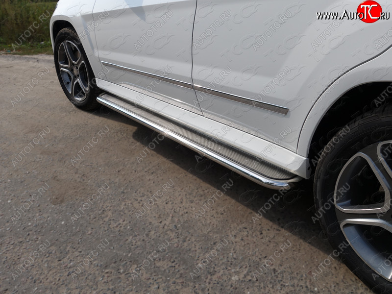 38 999 р. Пороги с площадкой 42,4 мм ТСС Тюнинг  Mercedes-Benz GLK class  X204 (2012-2015) рестайлинг (нержавейка)  с доставкой в г. Майкоп