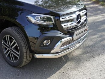 Защита переднего бампера нижняя овальная 75*42 мм ТСС Тюнинг Mercedes-Benz X class  W470 (2017-2020) (нержавейка)