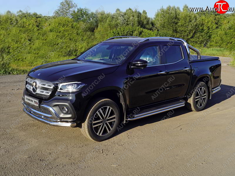 23 549 р. Защита переднего бампера нижняя 76,1 мм ТСС Тюнинг  Mercedes-Benz X class  W470 (2017-2020) (нержавейка)  с доставкой в г. Майкоп