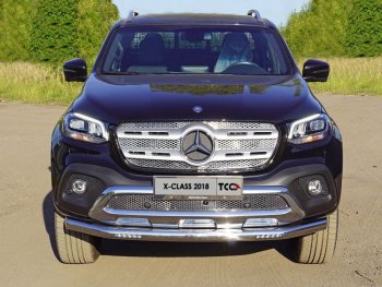 Защита переднего бампера нижняя с ДХО 76,1 мм ТСС Тюнинг Mercedes-Benz X class  W470 (2017-2020) (нержавейка)