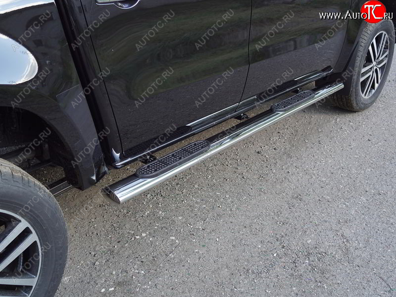 43 949 р. Пороги овальные с накладкой 120х60 мм, ТСС Тюнинг Mercedes-Benz X class W470 (2017-2020) (серые)  с доставкой в г. Майкоп
