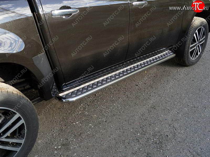 27 849 р. Пороги с площадкой 42,4 мм ТСС Тюнинг Mercedes-Benz X class W470 (2017-2020) (серые)  с доставкой в г. Майкоп