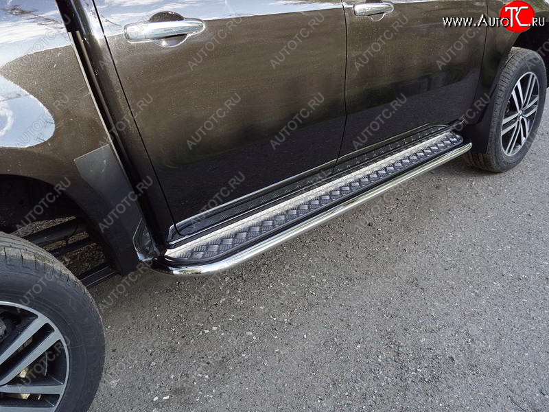 39 599 р. Пороги с площадкой 75х42 мм ТСС Тюнинг Mercedes-Benz X class W470 (2017-2020) (серые)  с доставкой в г. Майкоп