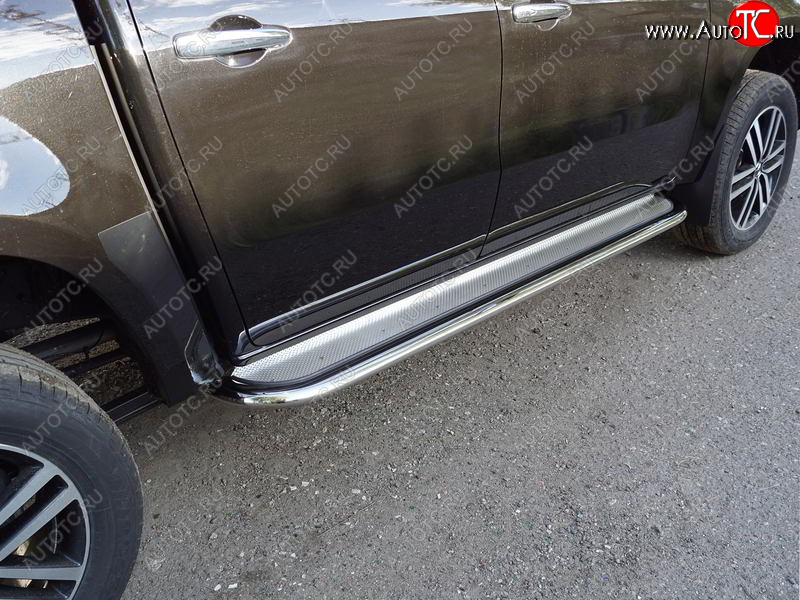 46 999 р. Пороги с площадкой 75х42 мм ТСС Тюнинг Mercedes-Benz X class W470 (2017-2020) (нержавейка)  с доставкой в г. Майкоп