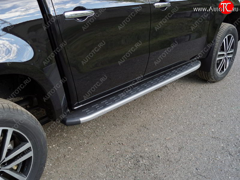 21 999 р. Пороги алюминиевые с пластиковой накладкой, ТСС Тюнинг  Mercedes-Benz X class  W470 (2017-2020) (карбон серебро)  с доставкой в г. Майкоп