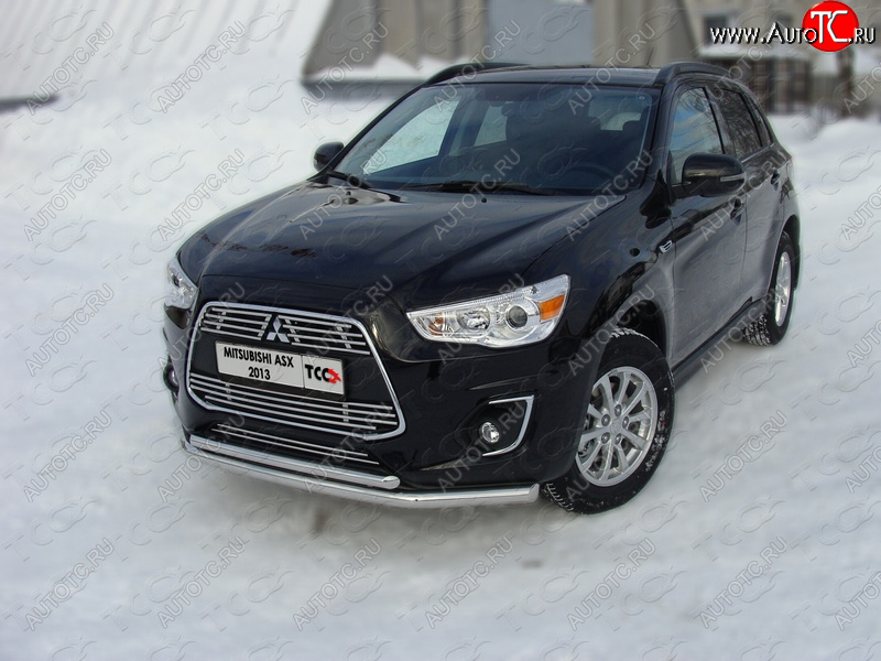 21 999 р. Защита переднего бампера нижняя d60,3*42,4 мм ТСС Тюнинг  Mitsubishi ASX (2013-2016) 1-ый рестайлинг (нержавейка)  с доставкой в г. Майкоп