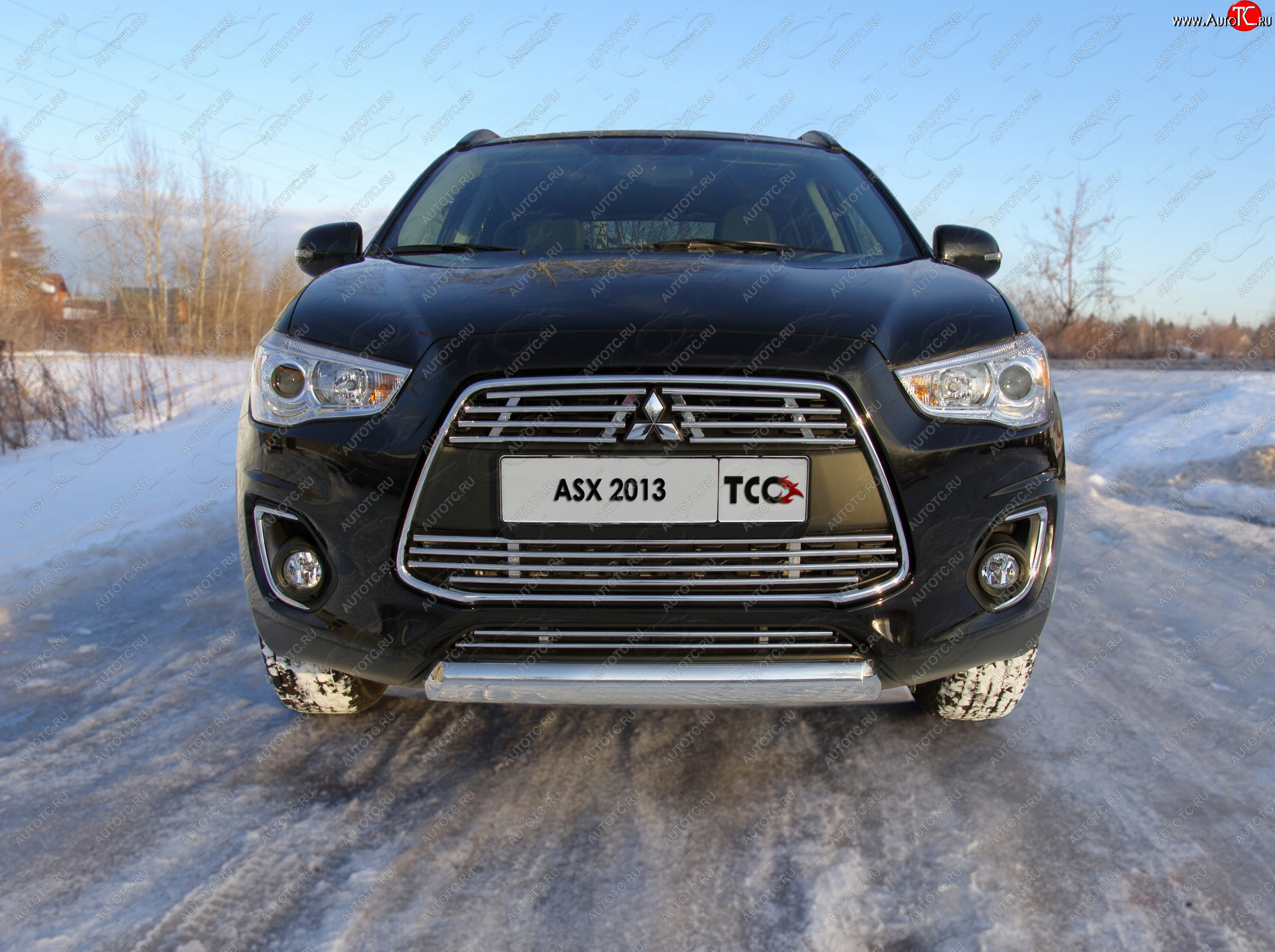 12 749 р. Защита переднего бампера нижняя овальная 75*42 мм ТСС Тюнинг  Mitsubishi ASX (2013-2016) 1-ый рестайлинг (нержавейка)  с доставкой в г. Майкоп