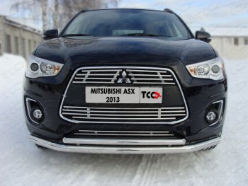 Средняя декоративная вставка в бампер ТСС Тюнинг Mitsubishi ASX 1-ый рестайлинг (2013-2016) (d 12 мм)