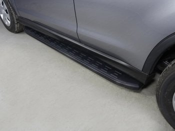 Пороги алюминиевые с пластиковой накладкой ТСС Тюнинг Mitsubishi ASX (2017-2020) 2-ой рестайлинг (карбон черные)