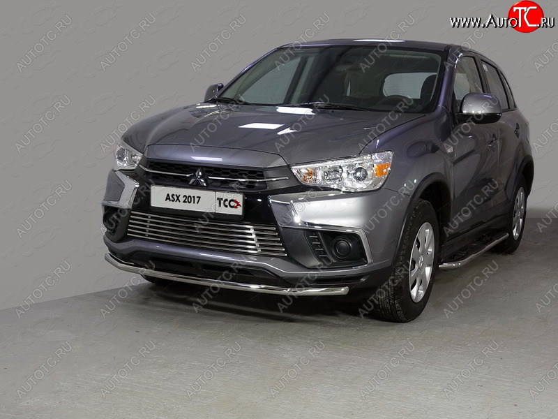 15 999 р. Защита переднего бампера нижняя d42,4 мм ТСС Тюнинг  Mitsubishi ASX (2017-2020) 2-ой рестайлинг (нержавейка)  с доставкой в г. Майкоп