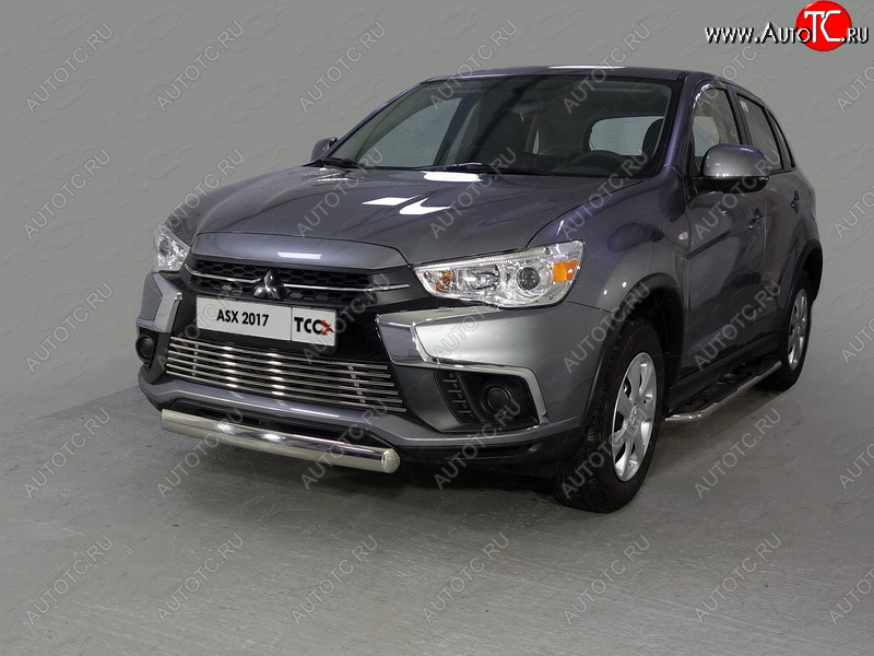 14 349 р. Защита переднего бампера нижняя овальная 75*42 мм ТСС Тюнинг  Mitsubishi ASX (2017-2020) 2-ой рестайлинг (нержавейка)  с доставкой в г. Майкоп