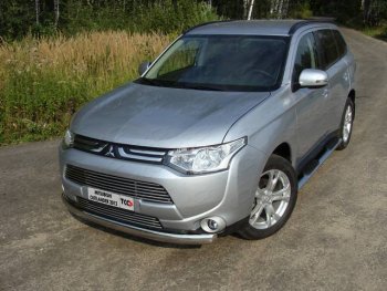 Защита переднего бампера нижняя овальная 75*42 мм ТСС Тюнинг Mitsubishi Outlander  GF (2012-2014) дорестайлинг (нержавейка)