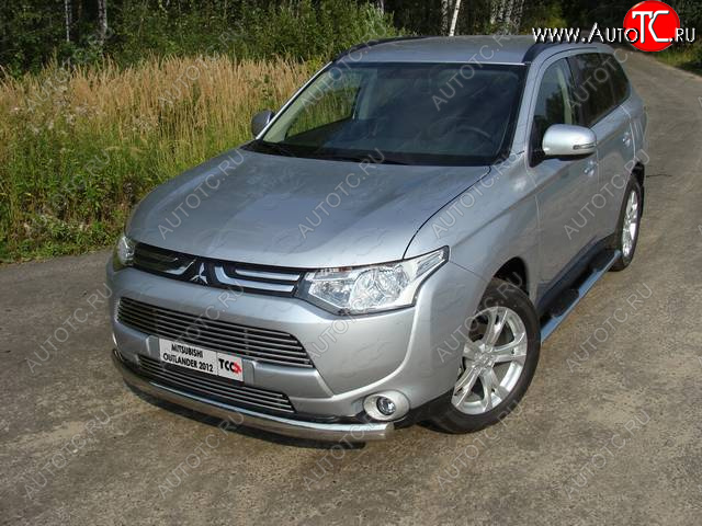 20 699 р. Защита переднего бампера нижняя овальная 75*42 мм ТСС Тюнинг  Mitsubishi Outlander  GF (2012-2014) дорестайлинг (нержавейка)  с доставкой в г. Майкоп