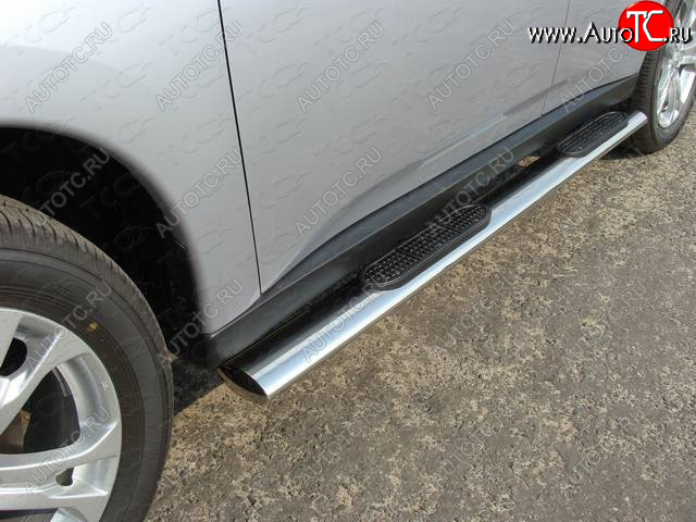 40 799 р. Пороги овальные с накладкой 120х60 мм, ТСС Тюнинг  Mitsubishi Outlander  GF (2012-2014) дорестайлинг (серые)  с доставкой в г. Майкоп