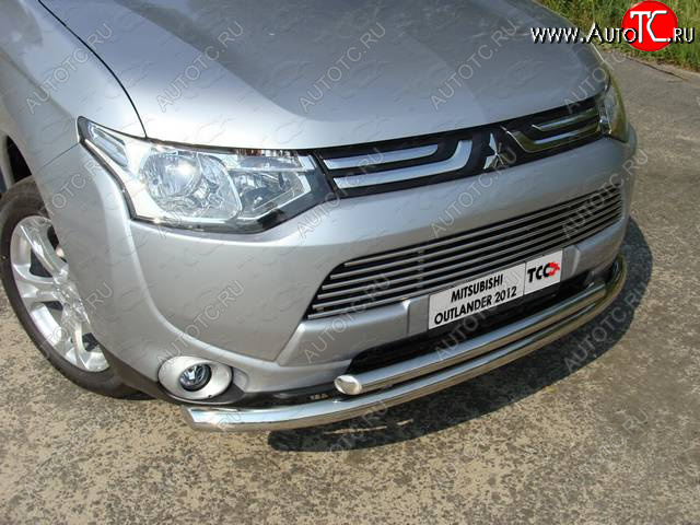 21 999 р. Защита переднего бампера нижняя 60,3*50,8 мм ТСС Тюнинг  Mitsubishi Outlander  GF (2012-2014) дорестайлинг (нержавейка)  с доставкой в г. Майкоп