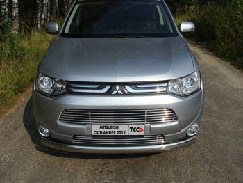 Нижняя декоративная вставка в бампер ТСС Тюнинг Mitsubishi Outlander  GF (2012-2014) дорестайлинг (d 12 мм)