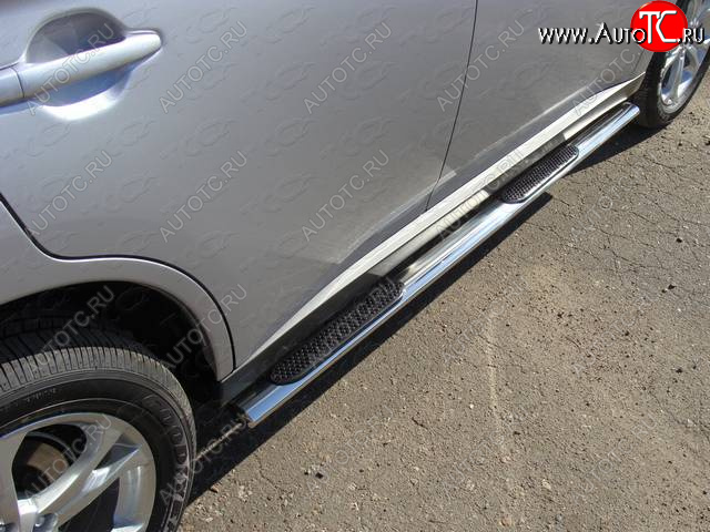 31 399 р. Пороги овальные с накладкой 75х42 мм ТСС Тюнинг Mitsubishi Outlander GF дорестайлинг (2012-2014) (серые)  с доставкой в г. Майкоп
