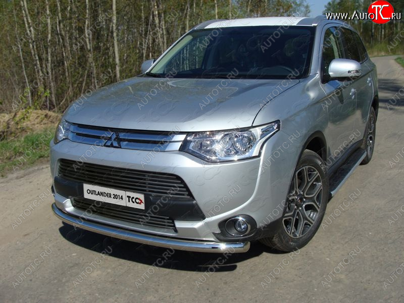 17 649 р. Защита переднего бампера нижняя d60,3 мм ТСС Тюнинг  Mitsubishi Outlander  GF (2014-2016) 1-ый рестайлинг (нержавейка)  с доставкой в г. Майкоп