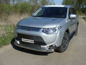 Защита переднего бампера нижняя овальная 75*42 мм ТСС Тюнинг Mitsubishi Outlander  GF (2014-2016) 1-ый рестайлинг (нержавейка)