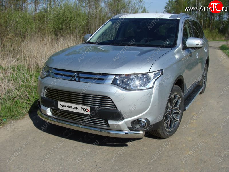 4 299 р. Нижняя декоративная вставка в бампер ТСС Тюнинг  Mitsubishi Outlander  GF (2014-2016) 1-ый рестайлинг (d 12 мм)  с доставкой в г. Майкоп