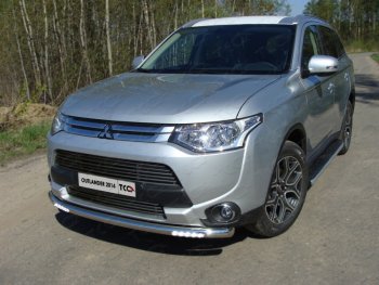Защита переднего бампера нижняя с ходовыми огнями 60,3 мм ТСС Тюнинг Mitsubishi Outlander  GF (2014-2016) 1-ый рестайлинг (нержавейка)