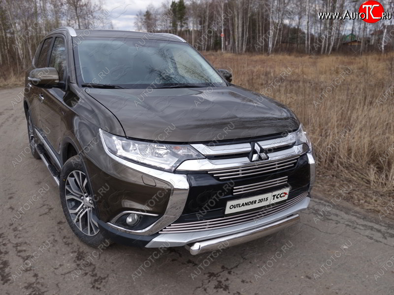 20 699 р. Защита переднего бампера нижняя овальная 75*42 мм ТСС Тюнинг  Mitsubishi Outlander  GF (2015-2018) 2-ой рестайлинг (нержавейка)  с доставкой в г. Майкоп