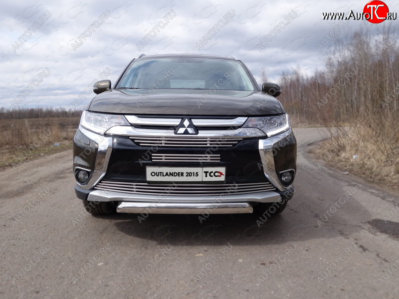 8 799 р. Нижняя декоративная вставка в бампер ТСС Тюнинг  Mitsubishi Outlander  GF (2015-2018) 2-ой рестайлинг (d 12 мм)  с доставкой в г. Майкоп
