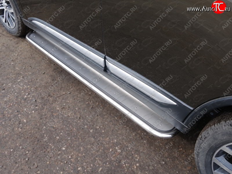 41 749 р. Пороги с площадкой 42,4 мм ТСС Тюнинг Mitsubishi Outlander GF 2-ой рестайлинг (2015-2018) (нержавейка)  с доставкой в г. Майкоп