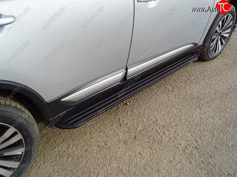 21 999 р. Пороги алюминиевые Slim Line ТСС Тюнинг  Mitsubishi Outlander  GF (2018-2022) 3-ий рестайлинг (Black)  с доставкой в г. Майкоп