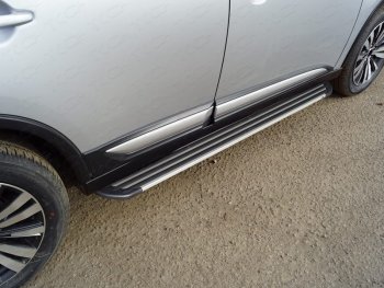 Пороги алюминиевые Slim Line ТСС Тюнинг Mitsubishi Outlander  GF (2018-2022) 3-ий рестайлинг (Silver)