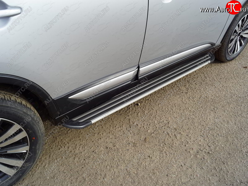 20 599 р. Пороги алюминиевые Slim Line ТСС Тюнинг  Mitsubishi Outlander  GF (2018-2022) 3-ий рестайлинг (Silver)  с доставкой в г. Майкоп