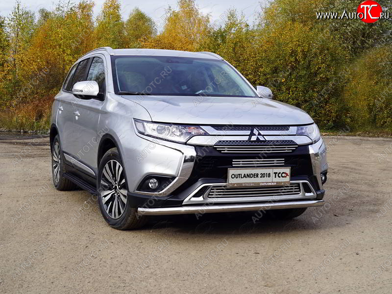 21 999 р. Защита передняя нижняя длинная 60,3 мм ТСС Тюнинг Mitsubishi Outlander GF 3-ий рестайлинг (2018-2022) (нержавейка)  с доставкой в г. Майкоп