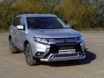 Защита переднего бампера нижняя овальная 75*42 мм ТСС Тюнинг Mitsubishi Outlander  GF (2018-2022) 3-ий рестайлинг (нержавейка)