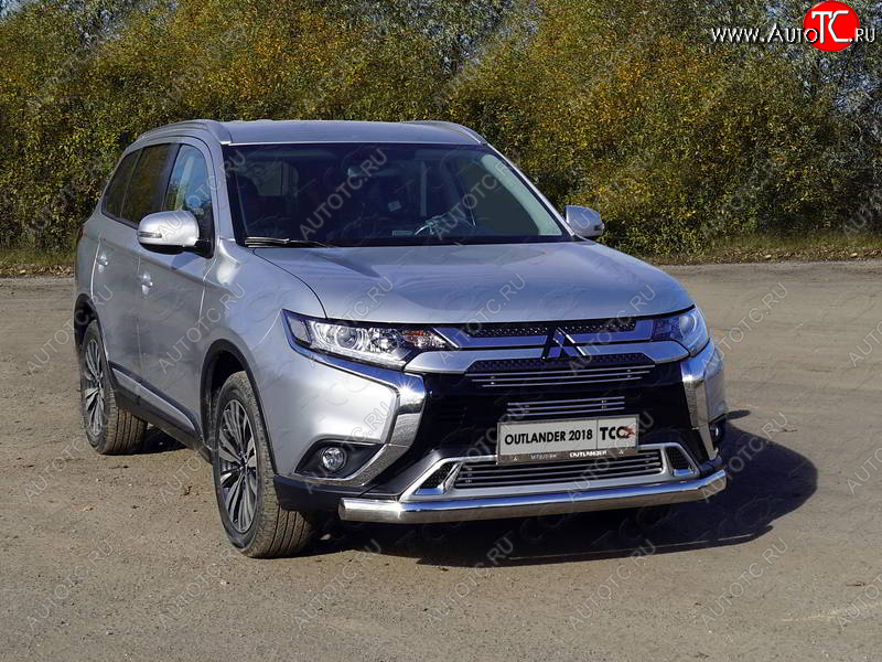 21 999 р. Защита переднего бампера нижняя овальная 75*42 мм ТСС Тюнинг Mitsubishi Outlander GF 3-ий рестайлинг (2018-2022) (нержавейка)  с доставкой в г. Майкоп