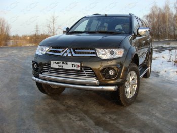 Защита передняя нижняя двойная 76,1*75 мм ТСС Тюнинг Mitsubishi Pajero Sport  PB (2013-2017) рестайлинг (нержавейка)