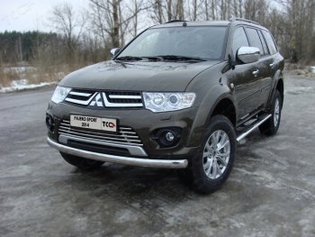 Защита переднего бампера нижняя овальная 75*42 мм ТСС Тюнинг Mitsubishi Pajero Sport  PB (2013-2017) рестайлинг (нержавейка)