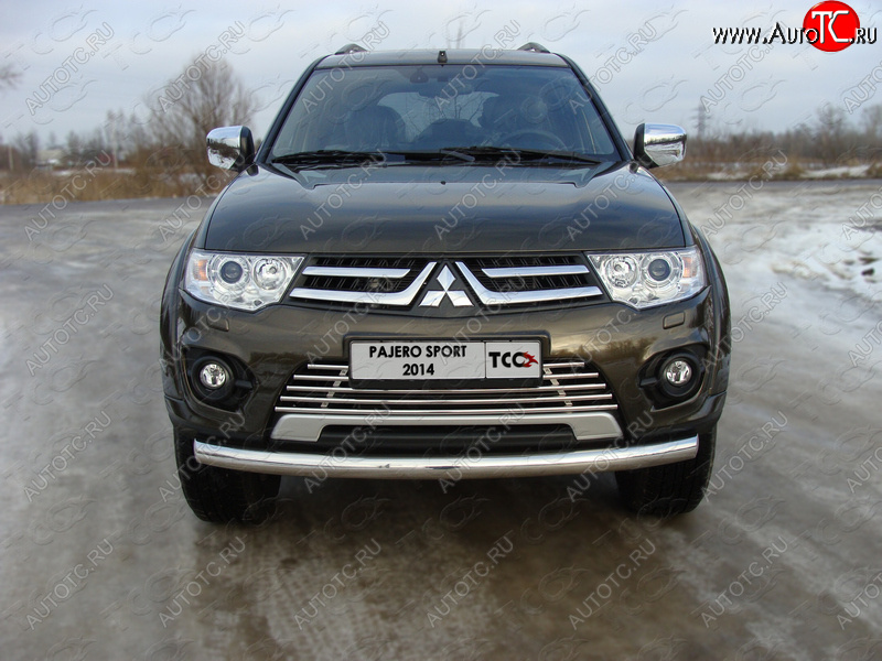 8 799 р. Декоративная вставка переднего бампера ТСС Тюнинг  Mitsubishi Pajero Sport  PB (2013-2017) рестайлинг (d 16 мм)  с доставкой в г. Майкоп