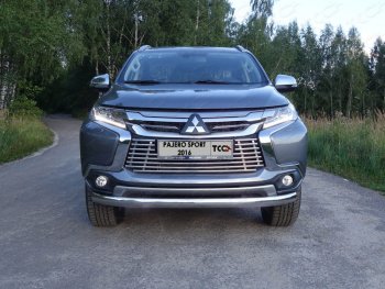 Защита переднего бампера нижняя овальная 75*42 мм ТСС Тюнинг Mitsubishi Pajero Sport  PB (2013-2017) рестайлинг (нержавейка)