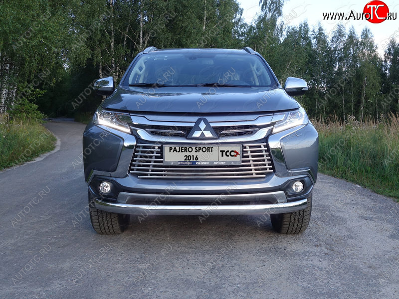 20 699 р. Защита переднего бампера нижняя овальная 75*42 мм ТСС Тюнинг  Mitsubishi Pajero Sport  PB (2013-2017) рестайлинг (нержавейка)  с доставкой в г. Майкоп
