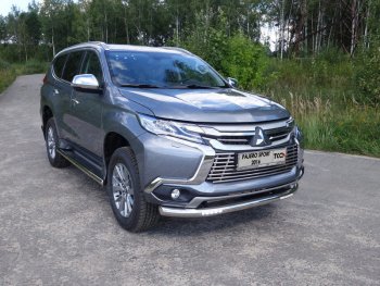 Защита переднего бампера нижняя с ДХО 76,1 мм ТСС Тюнинг Mitsubishi Pajero Sport  QE (2015-2021) дорестайлинг (нержавейка)