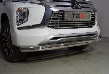 Защита переднего бампера нижняя d76,1 мм ТСС Тюнинг Mitsubishi Pajero Sport  QF (2019-2022) рестайлинг (нержавейка)