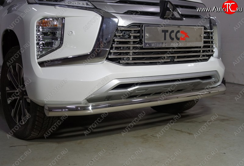 21 999 р. Защита переднего бампера нижняя d76,1 мм ТСС Тюнинг  Mitsubishi Pajero Sport  QF (2019-2022) рестайлинг (нержавейка)  с доставкой в г. Майкоп