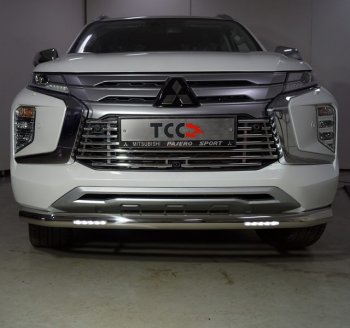 Защита переднего бампера нижняя с ДХО 76,1 мм ТСС Тюнинг Mitsubishi Pajero Sport  QF (2019-2022) рестайлинг (нержавейка)