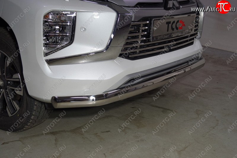 24 999 р. Защита переднего бампера нижняя овальная 75*42 мм ТСС Тюнинг  Mitsubishi Pajero Sport  QF (2019-2022) рестайлинг (нержавейка)  с доставкой в г. Майкоп