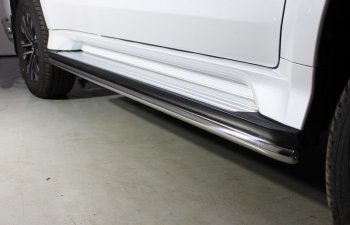 Защита порогов алюминий 42,4 мм, ТСС Тюнинг Mitsubishi Pajero Sport  QF (2019-2022) рестайлинг (42,4 мм)